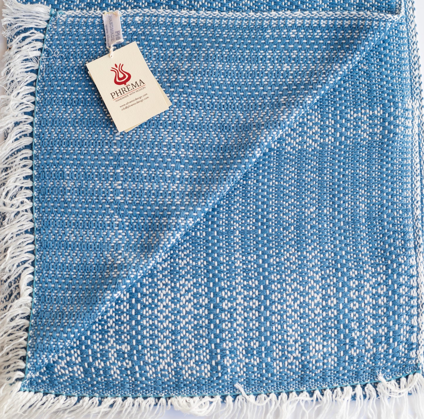 Cotton and Fine Yarn Scarf AZURE SKY