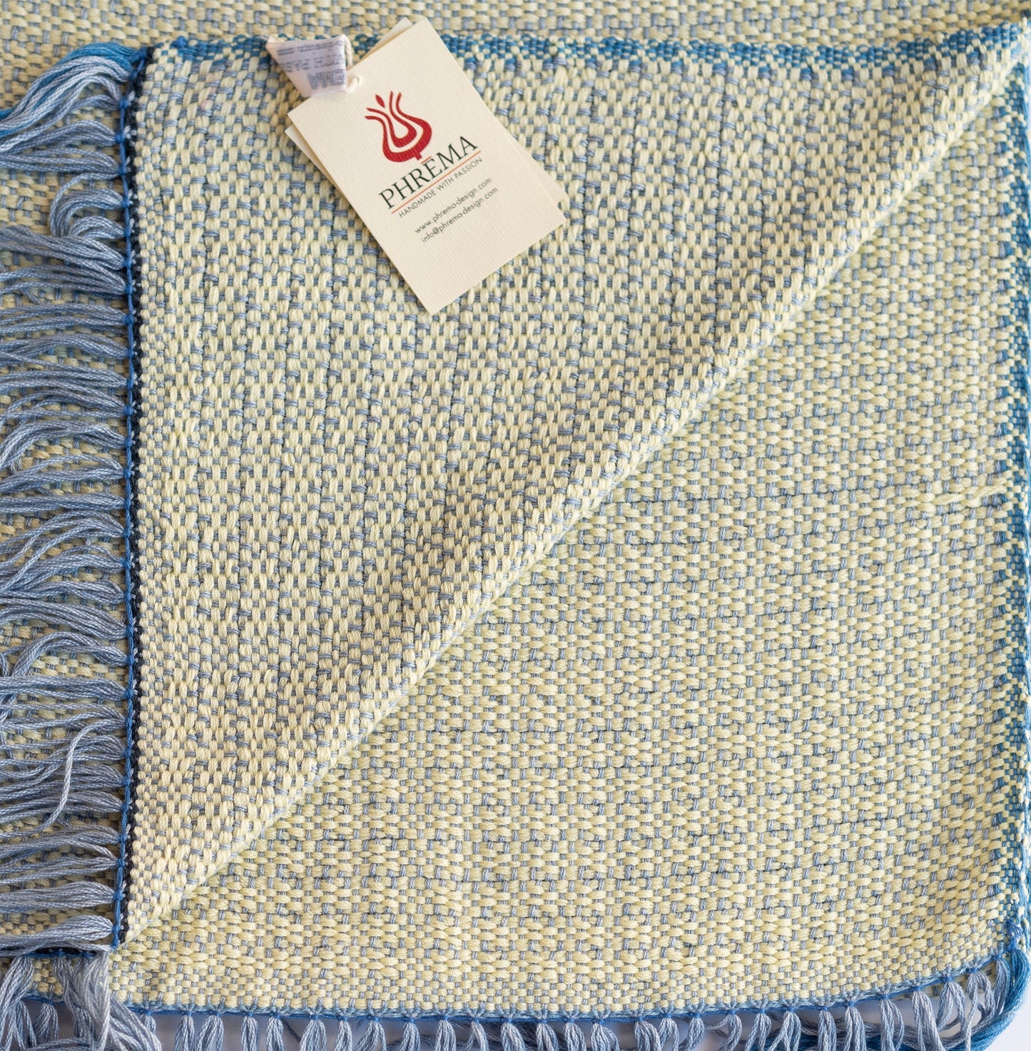 Scarf Cotton and Fine Yarns LIGHT YELLOW &amp; AZURE