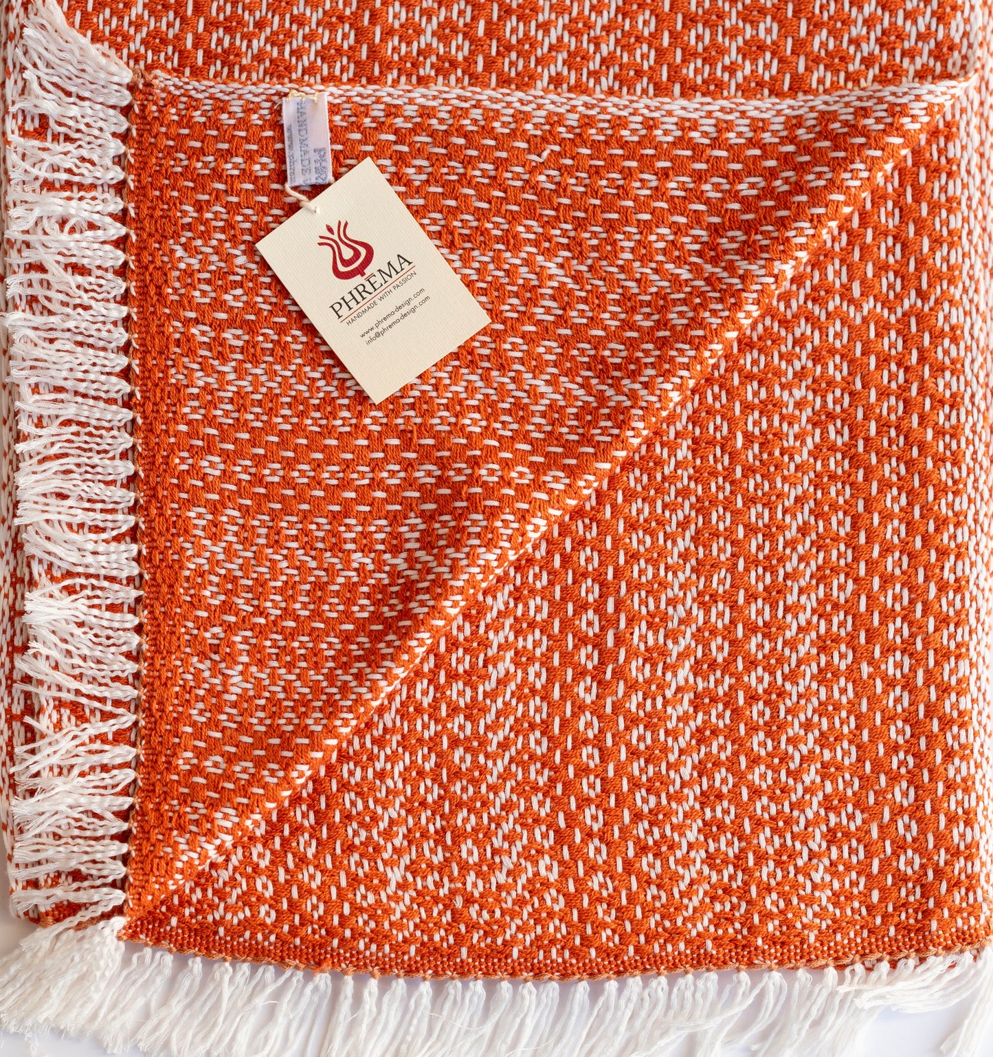 Bamboo Cashmere and Silk Scarf WHITE ORANGE