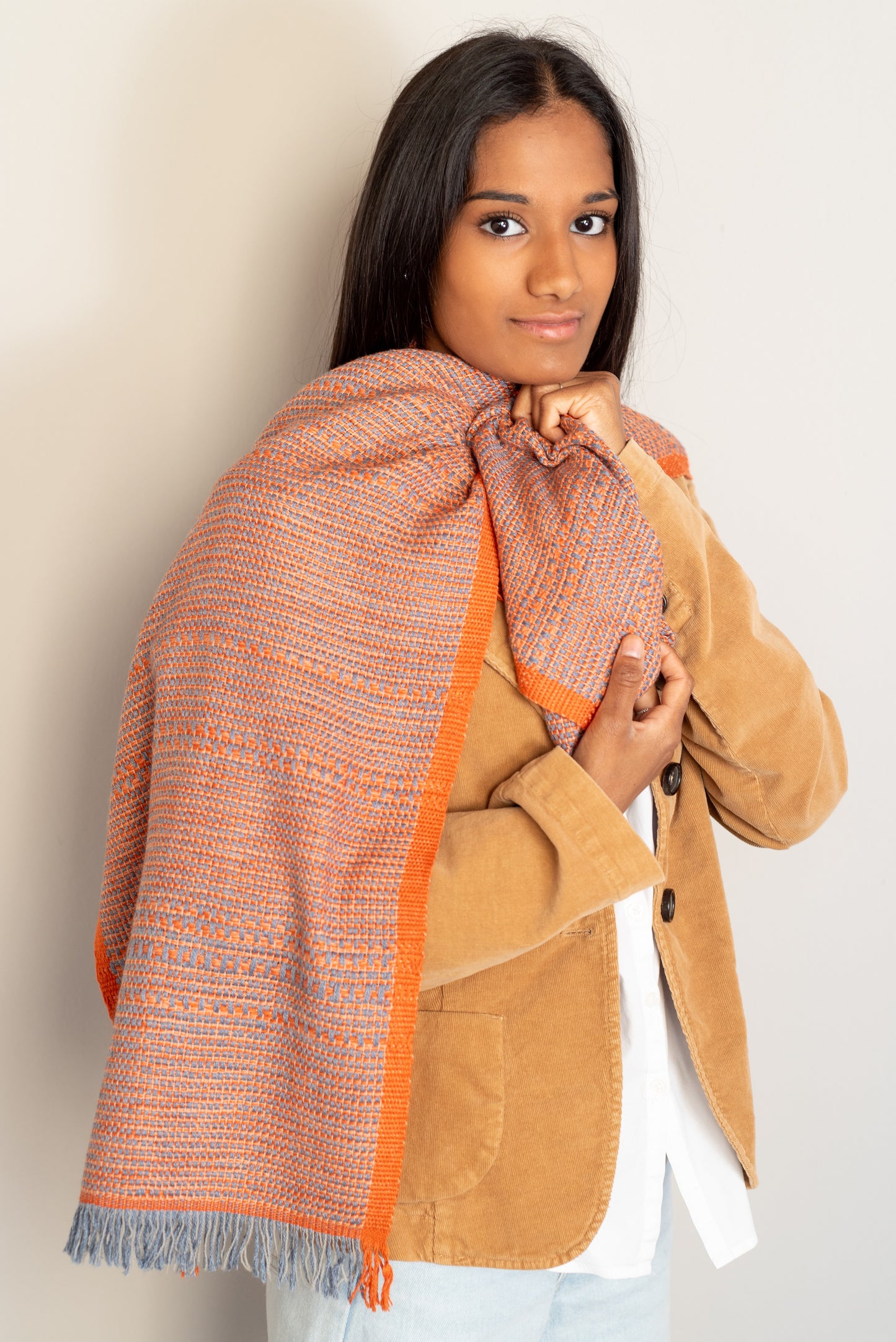 Sciarpa Cashmere e Seta Orange Line Plus