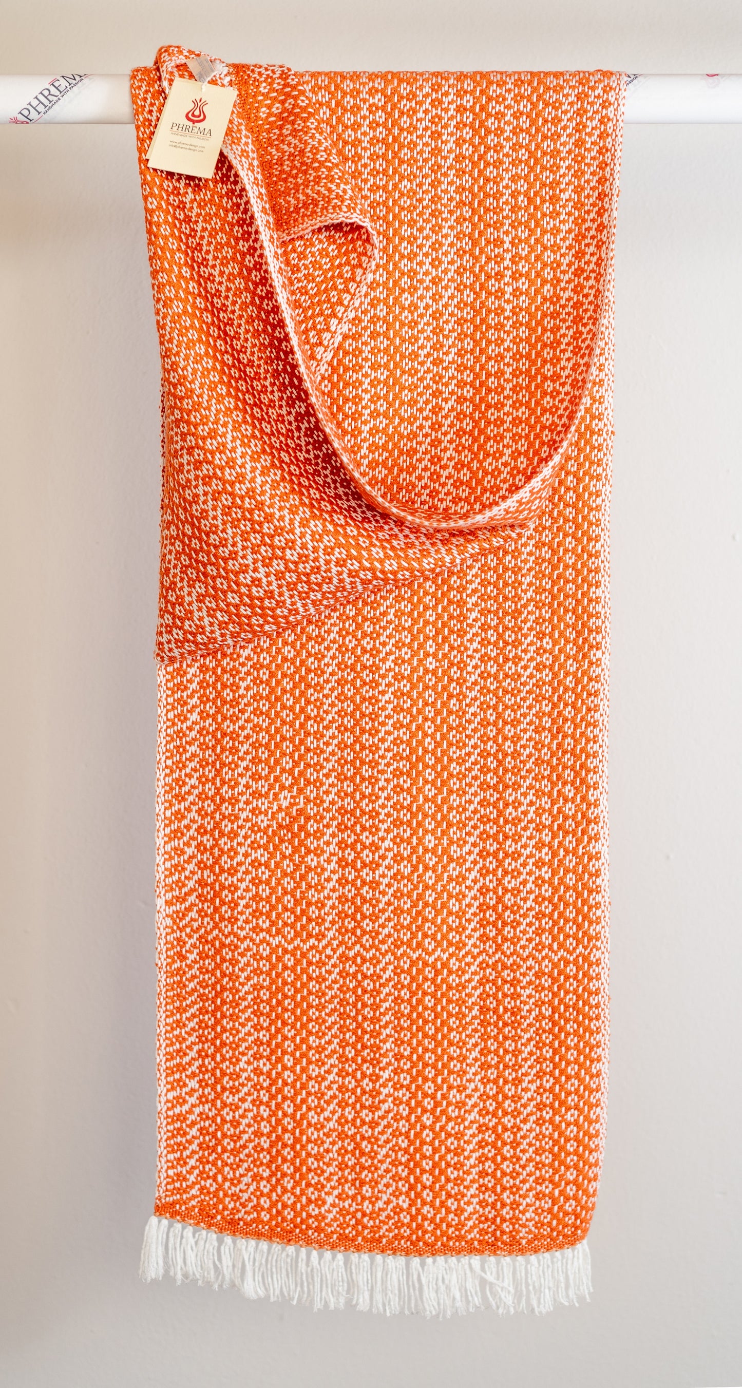 Sciarpa in Bamboo Cashmere e Seta WHITE ORANGE