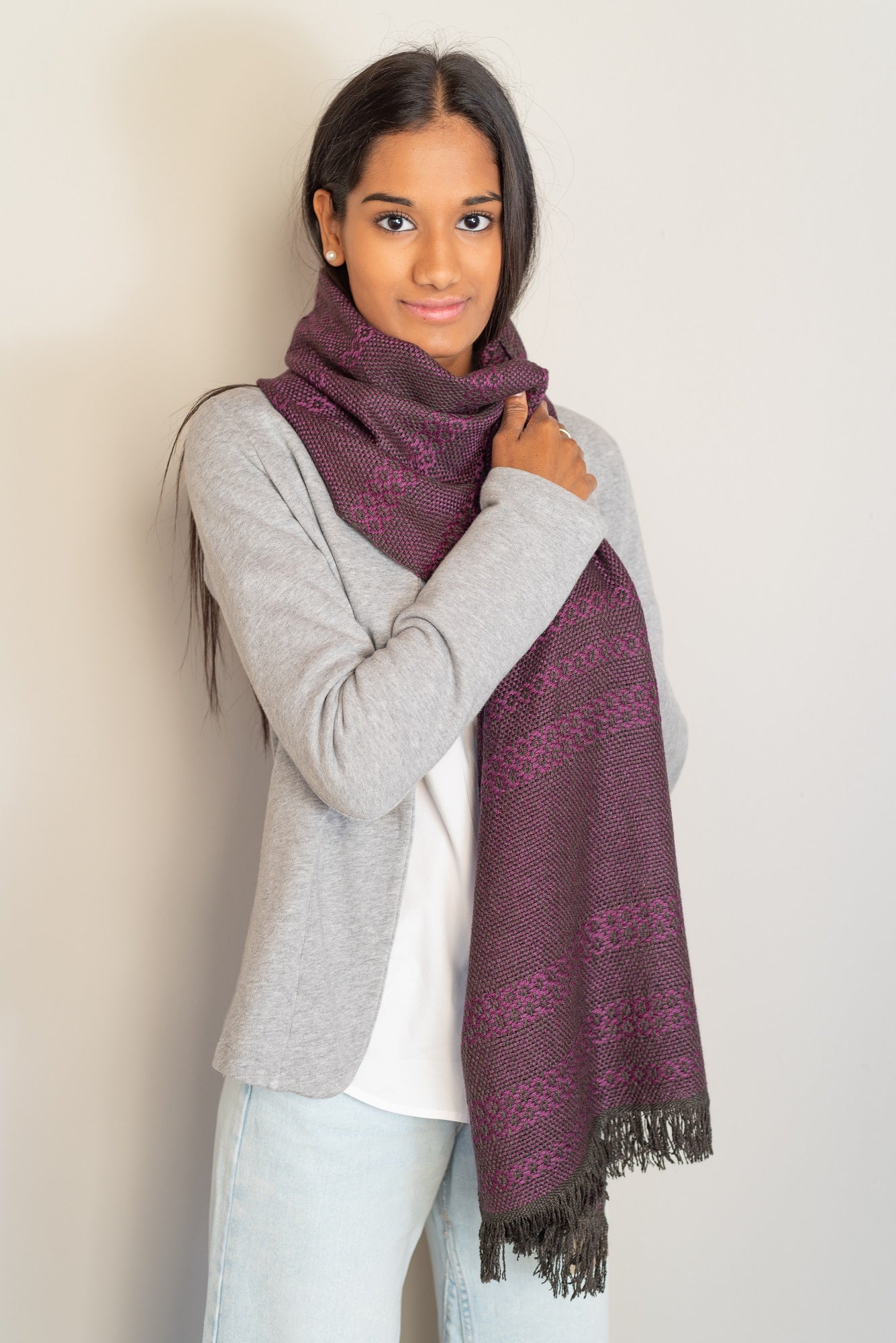 Sciarpa cashmere e seta Purple Plum